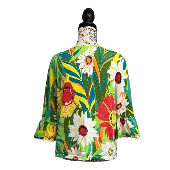 Designers Originals Womens Petite Floral Casual Mature Preppy Cardigan PM 70s - Picture 4 of 8